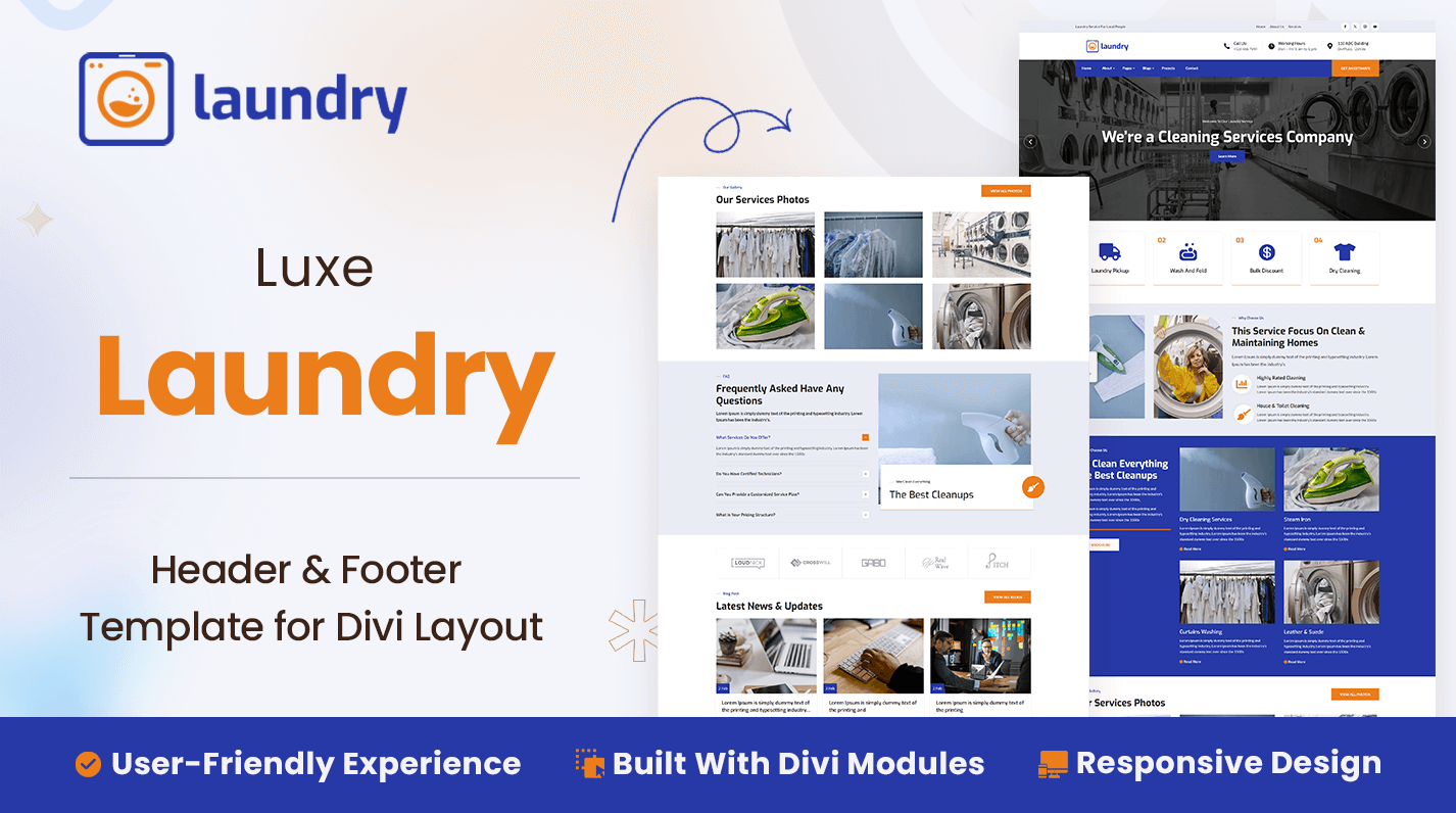 Luxe Laundry Services Template for Divi