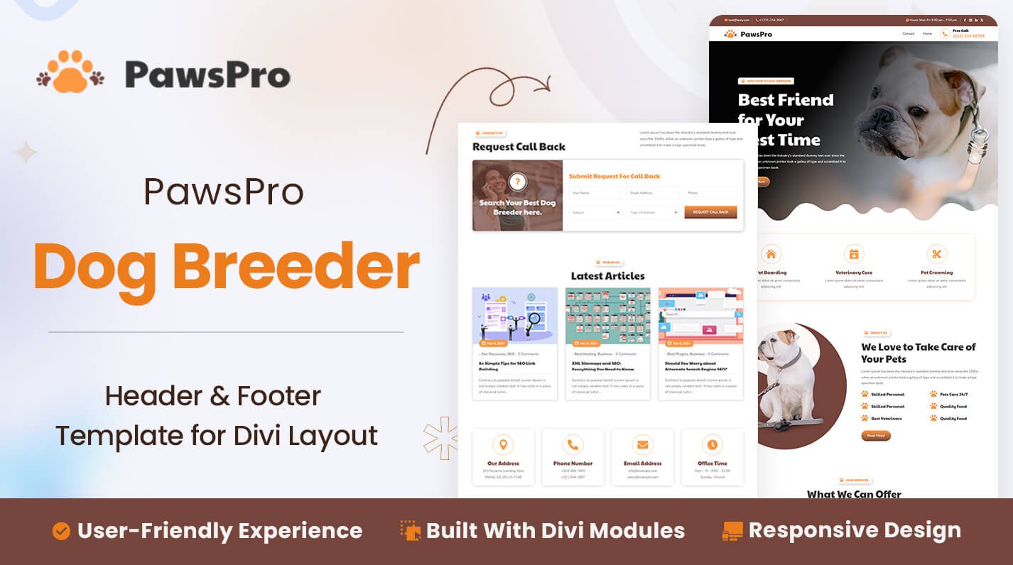 PawsPro Dog Breeder Template for Divi