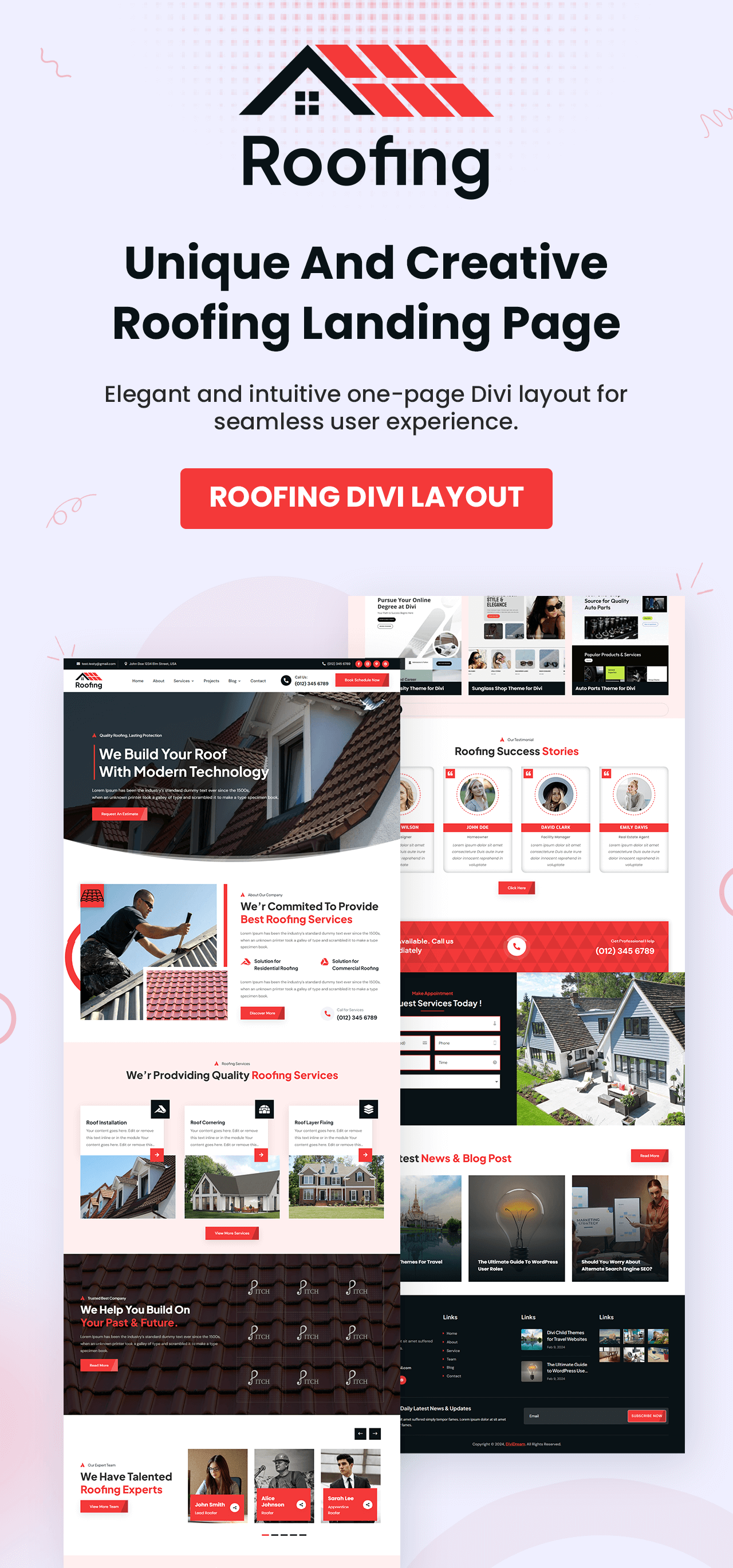 Roofing Home Page Divi Layout